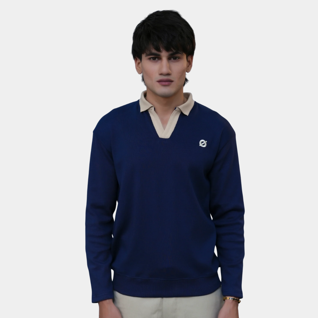 FULL SLEEVE POLO - BLUE