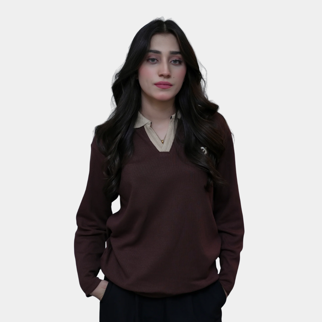 FULL SLEEVE POLO | BLUE - WOMEN