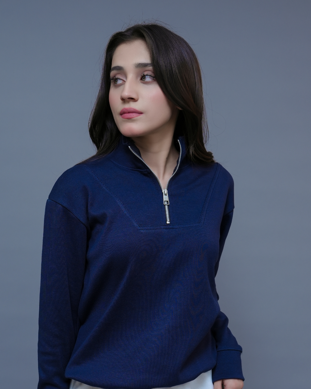 QUARTER ZIP | BLACK - WOMEN