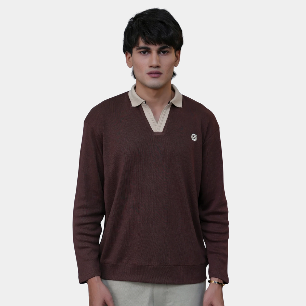FULL SLEEVE POLO - BROWN