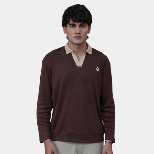 FULL SLEEVE POLO - BROWN