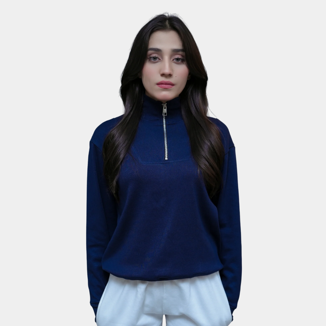 QUARTER ZIP | BLACK - WOMEN