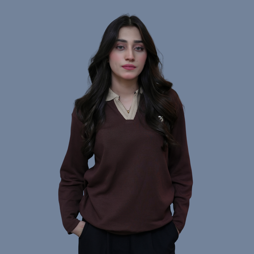 FULL SLEEVE POLO | BROWN - WOMEN