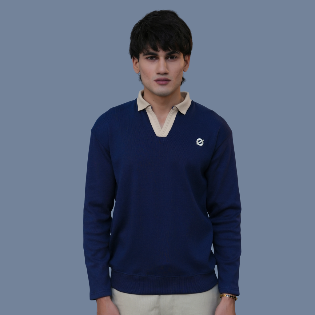 FULL SLEEVE POLO - BLUE