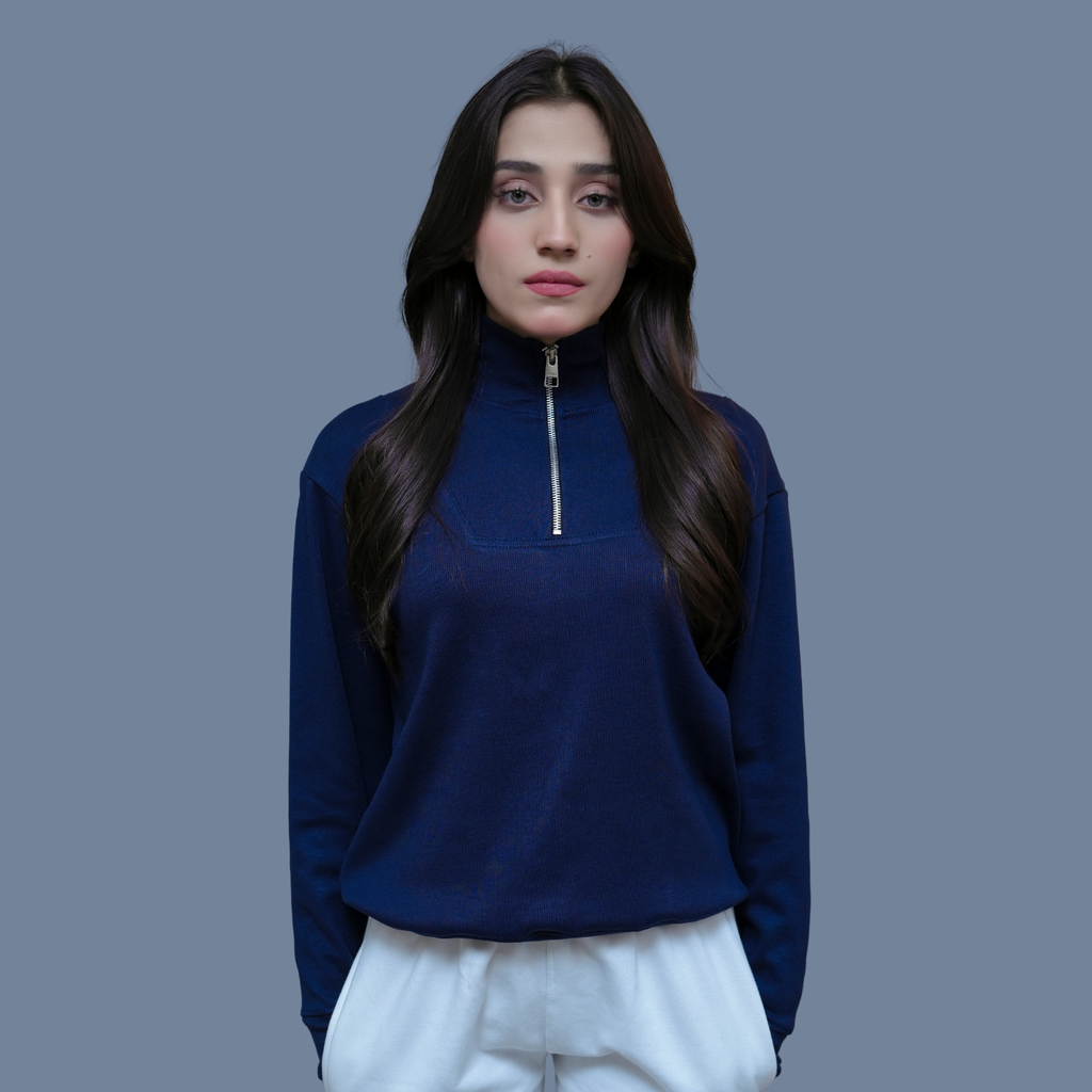 QUARTER ZIP | BLUE - WOMEN