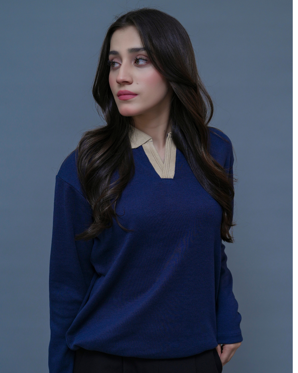 FULL SLEEVE POLO | BLUE - WOMEN