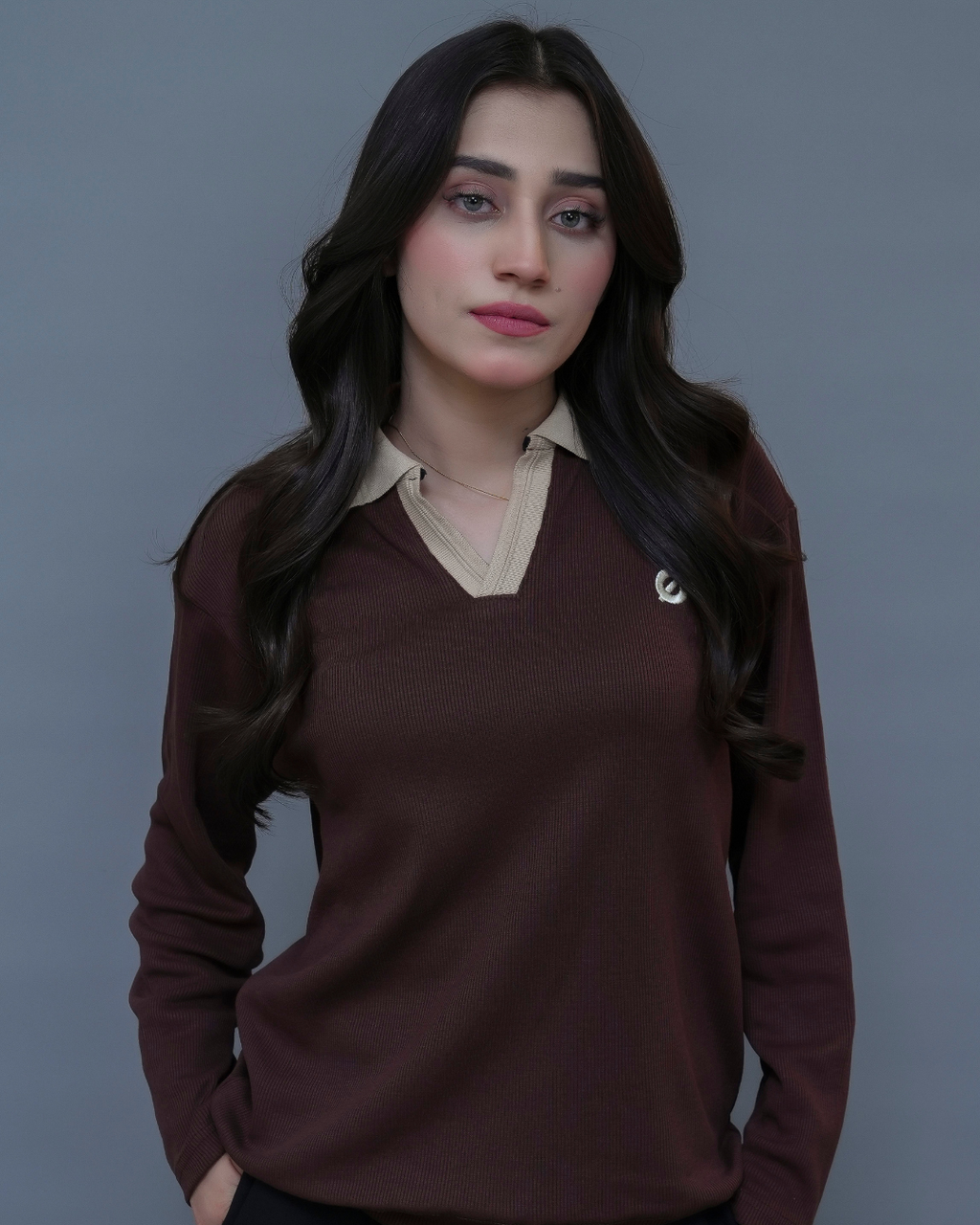 FULL SLEEVE POLO | BLUE - WOMEN