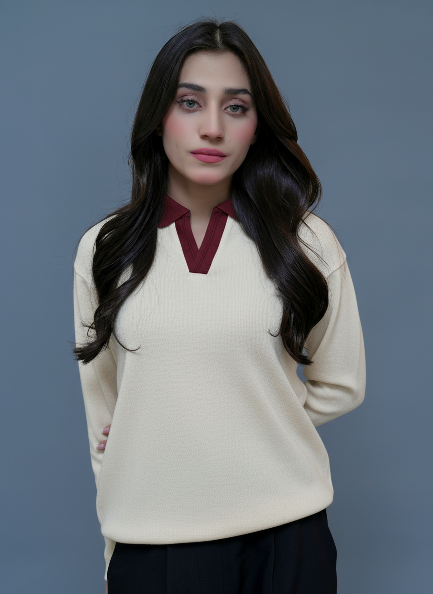 FULL SLEEVE POLO | BLUE - WOMEN