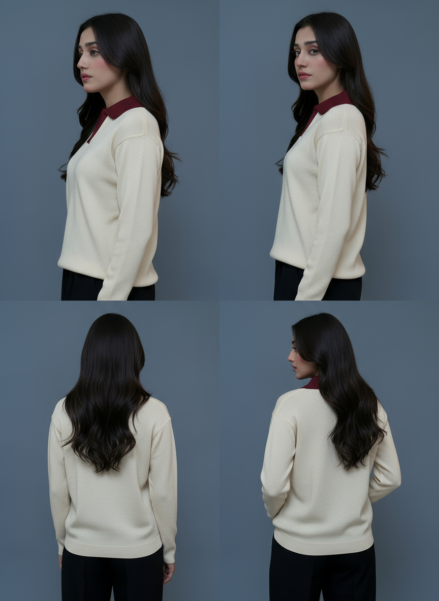 FULL SLEEVE POLO | BLUE - WOMEN