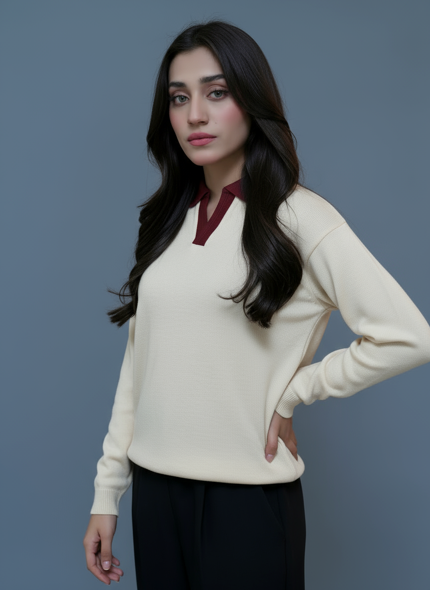 FULL SLEEVE POLO | BLUE - WOMEN