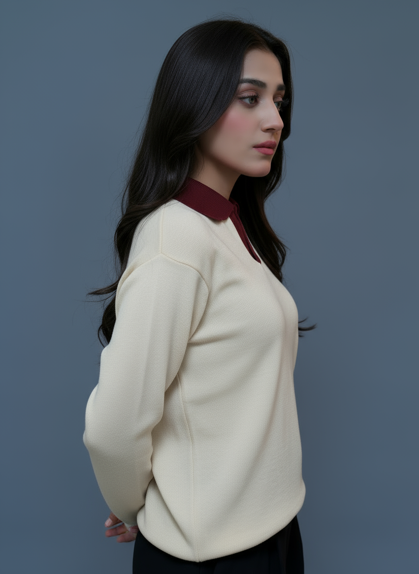 FULL SLEEVE POLO | BLUE - WOMEN