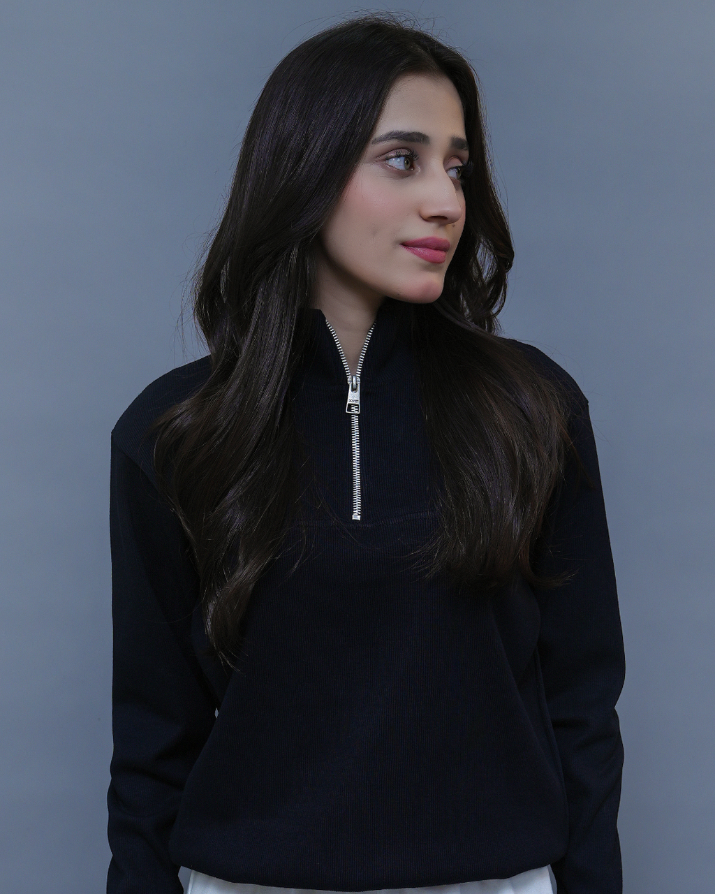 QUARTER ZIP | BLACK - WOMEN