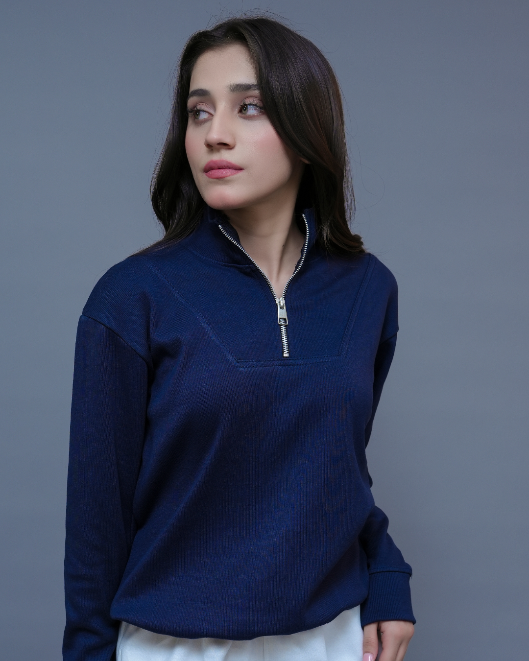 QUARTER ZIP | BLUE - WOMEN